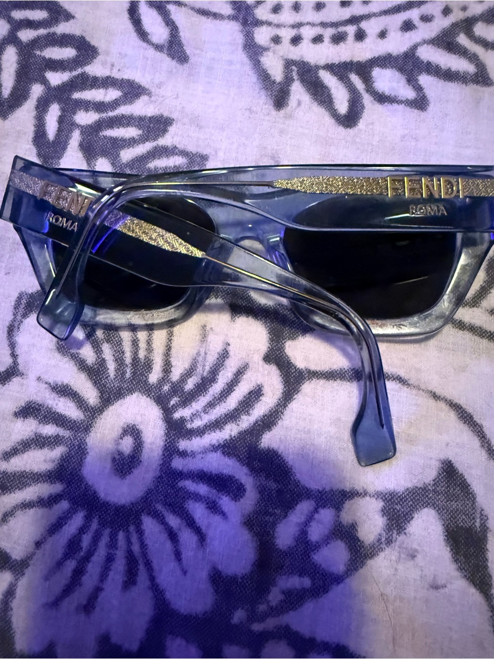 Fendi Transparent Blue Cat-Eye Sunglasses with Gold Accent